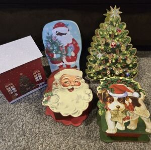 Punch Studio Holiday Gift Boxes with Santa, Puppy, and Tree